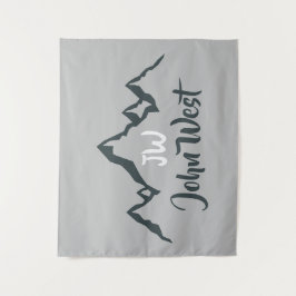 Gezeichnet Bergkette personalisierbare Monogramm Wandteppich