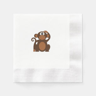 Gezeichnet Brown-Cartoon-Affe kratzt Kopf Serviette
