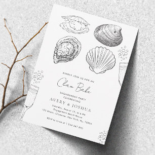 Gezeichnet Champagne Clam Bake Engagement Party Einladung