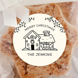 Gezeichnet Funny Merry Christmas Gingerbread House Runder Pappuntersetzer