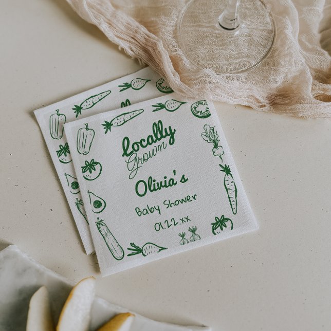 Gezeichnet grüne Gemüsepflanze Kinderdusche Serviette (Von Creator hochgeladen)