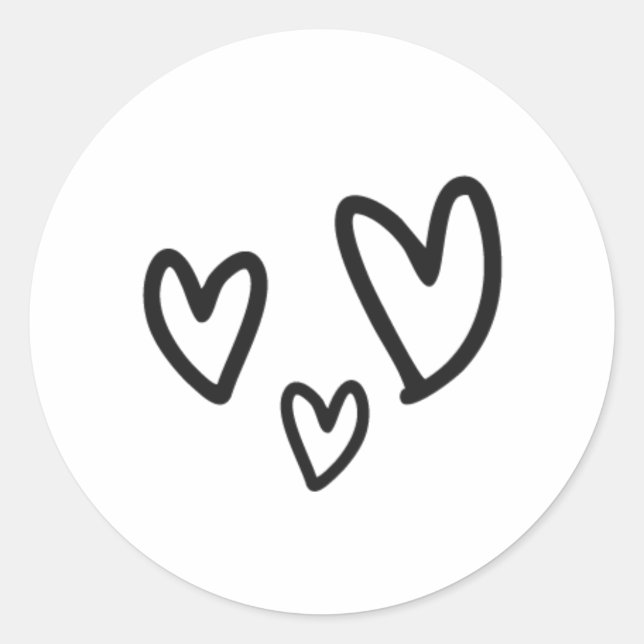 Gezeichnet Hearts Wedding Runder Aufkleber (Vorderseite)