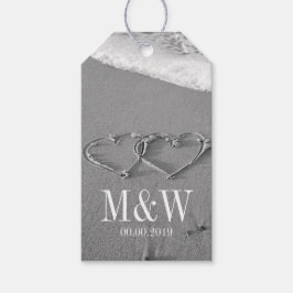 Gezeichnet Herzen in Sand Strand Hochzeit Gutes Ge Geschenkanhänger