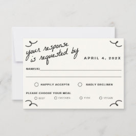 Gezeichnet Hochzeit RSVP Karte