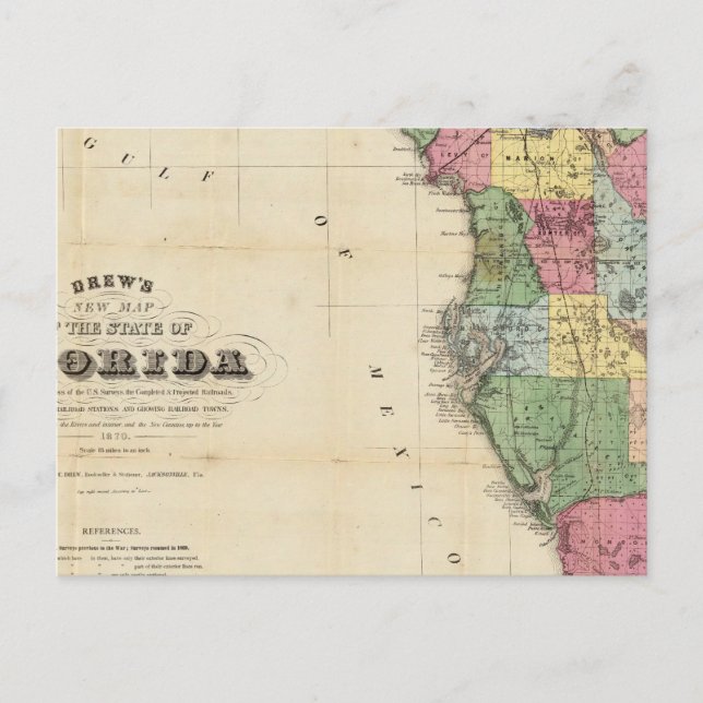 Gezeichnet neue Karte des Staat von Florida (Vorderseite)
