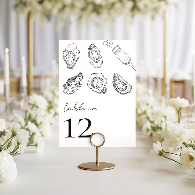 Gezeichnet Oysters Champagne Seafood Table 12 Wedd Tischnummer (Von Creator hochgeladen)