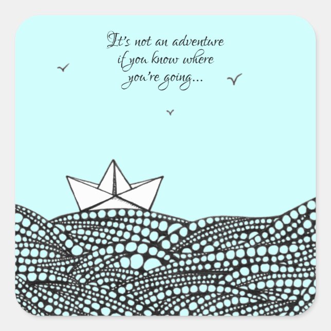 Gezeichnet Papierboot Quadratischer Aufkleber (Vorderseite)