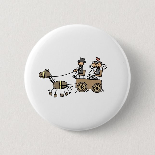 Gezeichnet Pferd für Hochzeiten Button (Vorderseite)