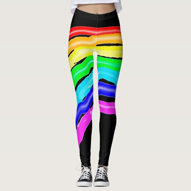 Gezeichnet Regenbogen Leggings (Vorderseite)