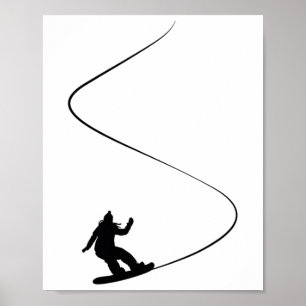 Gezeichnet Simple Snowboard Girl Poster