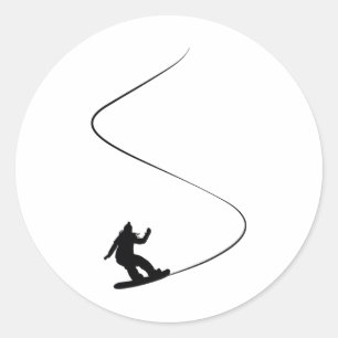 Gezeichnet Simple Snowboard Girl Runder Aufkleber