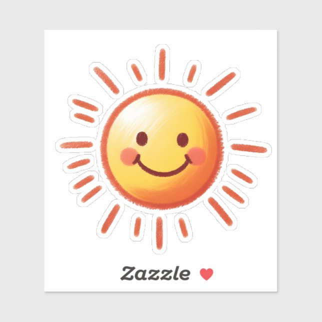 Gezeichnet Sun Aufkleber (Blatt)