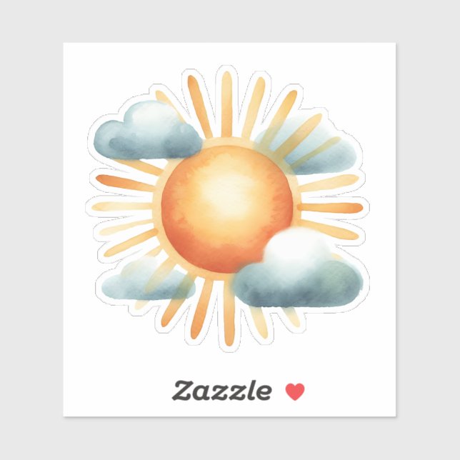 Gezeichnet Sun Aufkleber (Blatt)