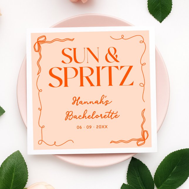 Gezeichnet Sun und Spritz Bachelorette Weekend Par Serviette (Von Creator hochgeladen)