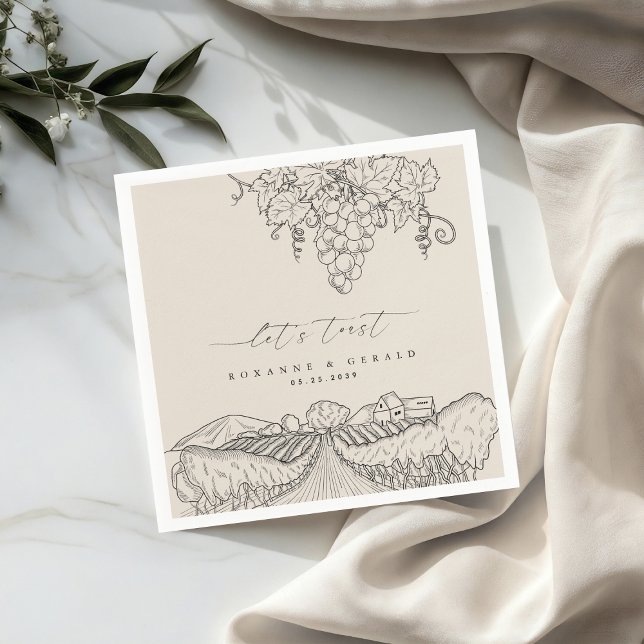 Gezeichnet Weingut Toast Hochzeit Toast Toskana Serviette (Von Creator hochgeladen)