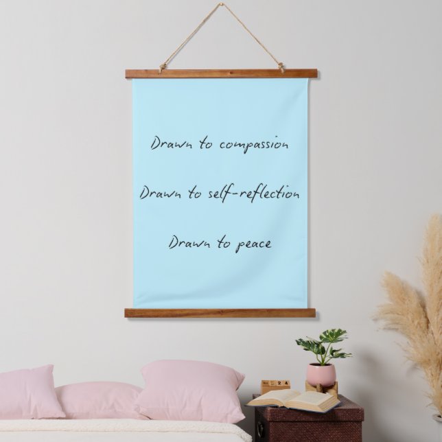 Gezeichnet zu Band in Ocean Blue mit Gedicht Wandteppich Mit Holzrahmen (Schlafzimmer)