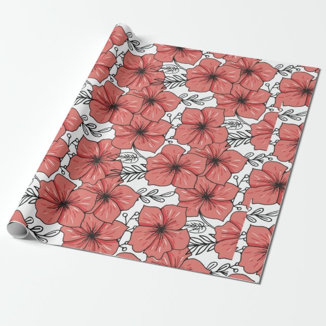 gezeichnete Blume in hellen Farben Geschenkpapier (Ungerollt)