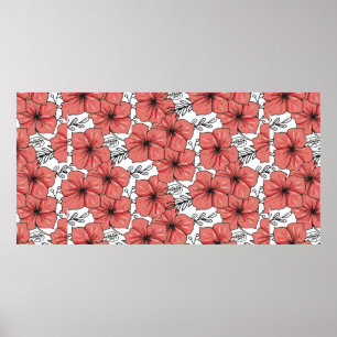 gezeichnete Blume in hellen Farben Poster