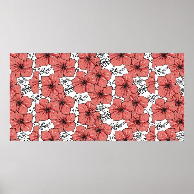 gezeichnete Blume in hellen Farben Poster (Vorne)