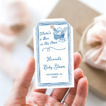 Gezeichneter blauer Braten im Ofen-Baby-Shower-Par