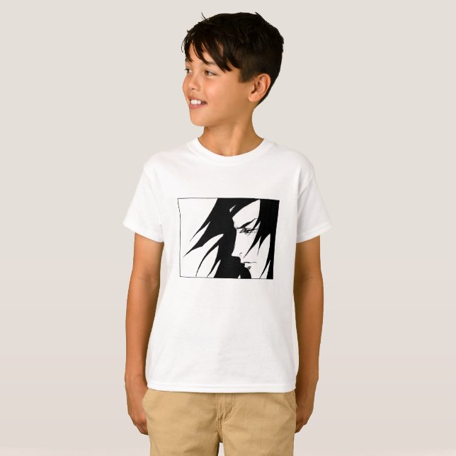 Gezeichneter Charakter mit Wind durchgebrannten T-Shirt (Vorne ganz)