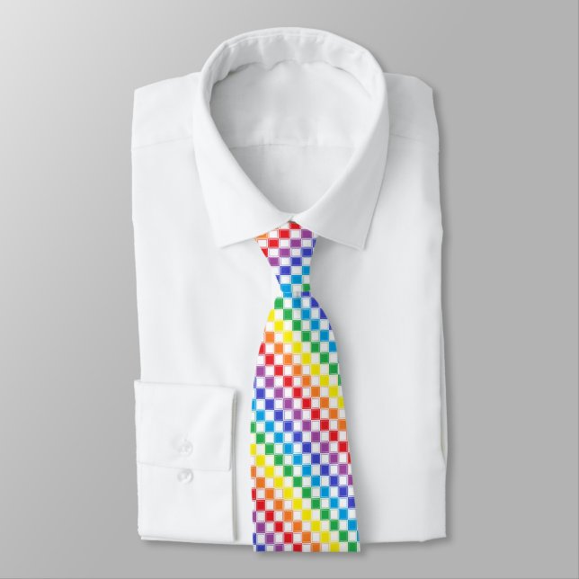 Gezeichneter karierter Regenbogen und Weiß Krawatte (Gebunden)