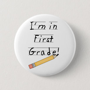 Gezeichneter Papier-und Bleistift-erster Grad Button