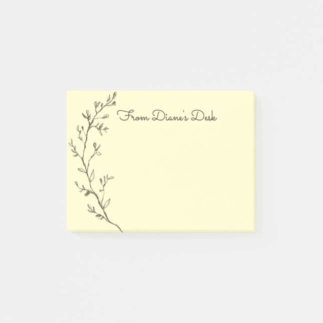 Gezeichnetes Blumendesign Post-it Klebezettel (Vorderseite)