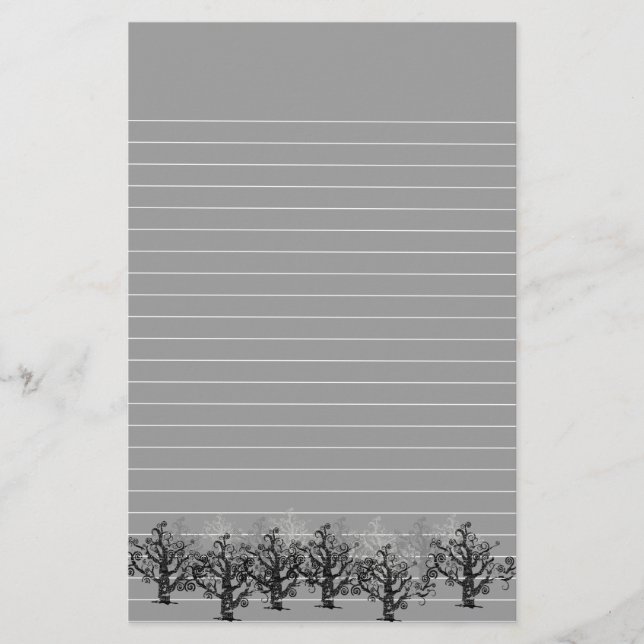 Gezeichnetes Grau mit Grenze der toten Bäume Briefpapier (Vorderseite)