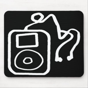 Gezeichnetes iPod schwarzes Mousepad