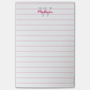 Gezeichnetes mit Monogramm rosa u. Weiß Post-it Klebezettel