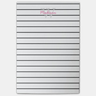 Gezeichnetes mit Monogramm schwarzes rosa u. Weiß Post-it Klebezettel