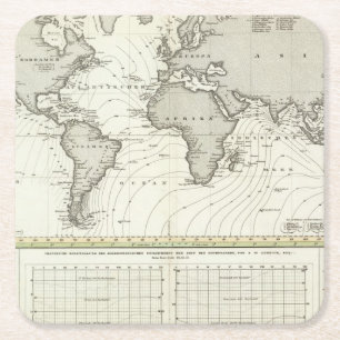Gezeiten-Welle Atlas-Karte Rechteckiger Pappuntersetzer