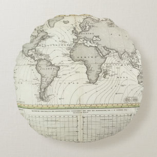Gezeiten-Welle Atlas-Karte Rundes Kissen