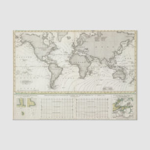 Gezeiten-Welle Atlas-Karte Seidenpapier