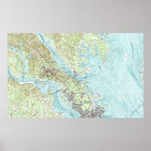 Gezeitenwasser Virginia Map (1984) Poster