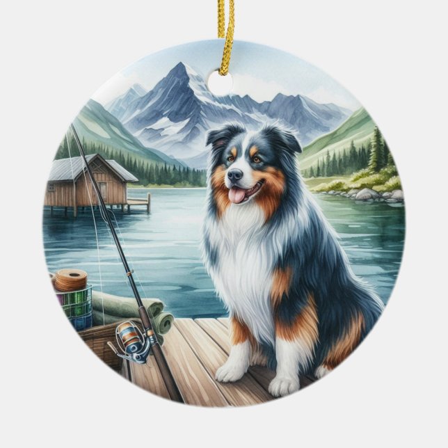Gezielte Fischerei auf australische Schäferhunde i Keramik Ornament (Vorne)