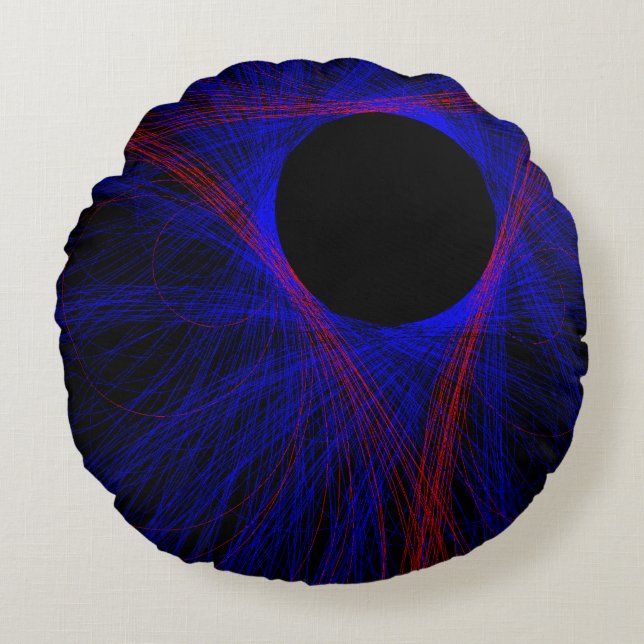 Gezieltes dreieckiges geometrisches Rundkissen Rundes Kissen (Vorderseite)