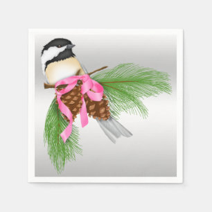 Gezierte Kegel u. Chickadee Serviette