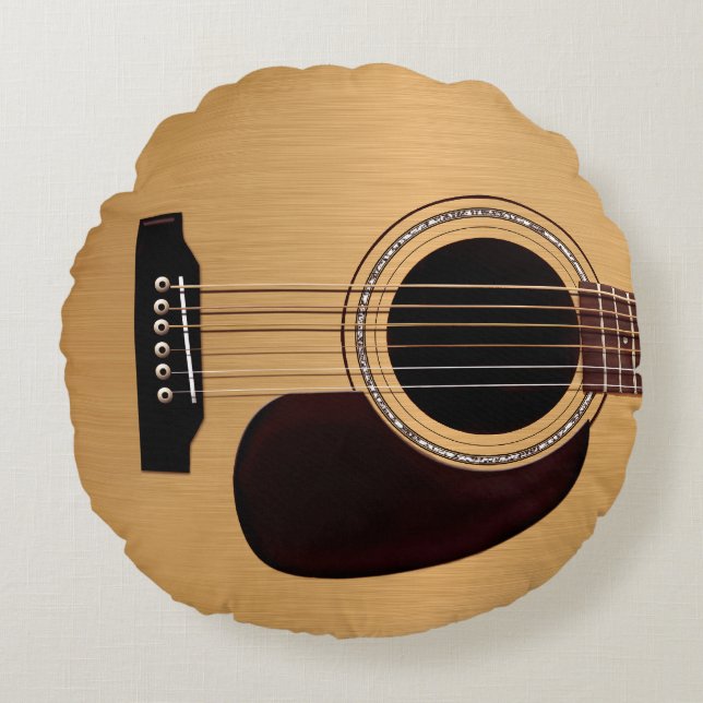 Gezierte oberste Akustikgitarre Rundes Kissen (Vorderseite)