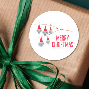 Gezierter Weihnachts-Gnom – Fröhliches Xmas-Design Runder Aufkleber