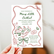 Gezogene Fröhliche Kleine Cocktail-Weihnachtsfeier