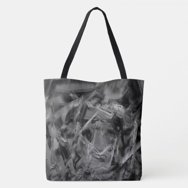 gezogene Quadrate, schwarz-graue Pinselstriche Tasche (Rückseite)