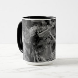 gezogene Quadrate, schwarz-graue Pinselstriche Tasse