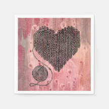 Gezogenes Herz und Garnkugel Aquarellpapier