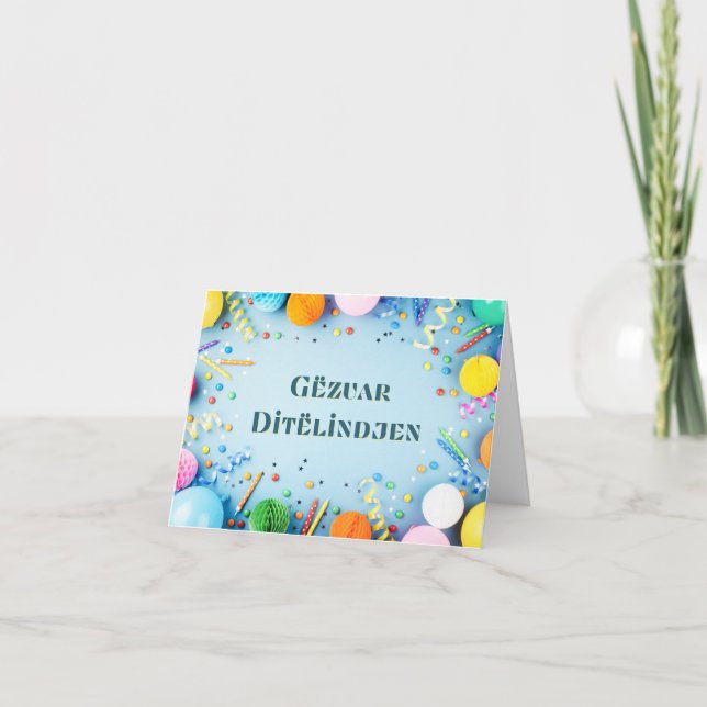 Gëzuar Ditëlindjen, Albanischer Geburtstag Karte (Vorderseite)