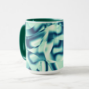 Gezwirnte, grünlich blaue Formen, schimmernde Zyan Tasse