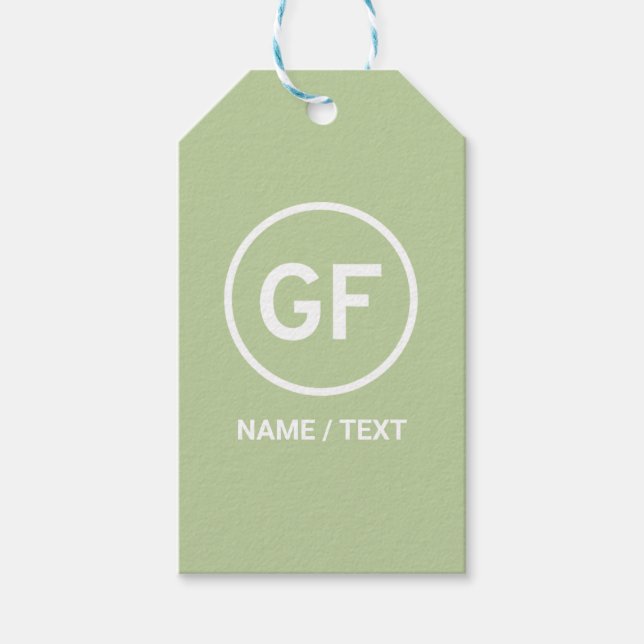 GF für glutenfreies Lebensmittellogo personalisier Geschenkanhänger (Vorderseite)