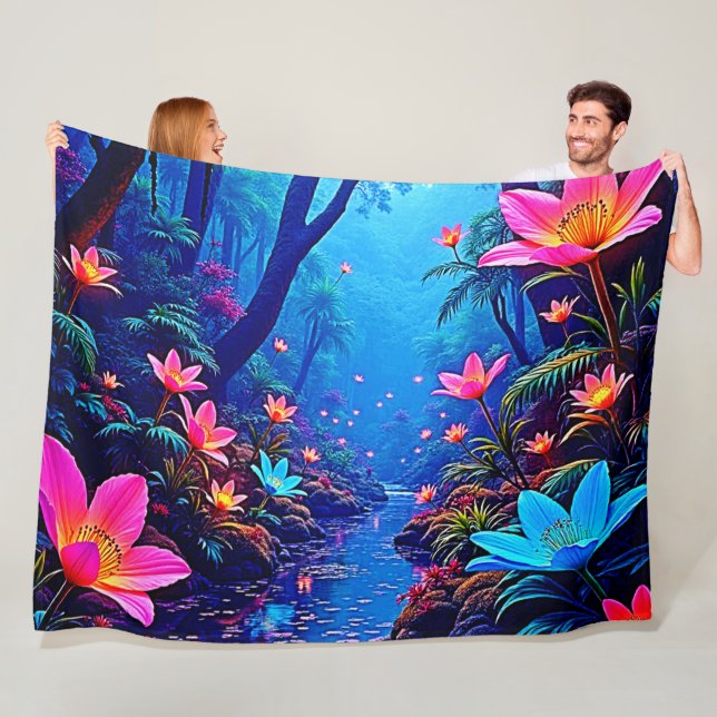 Gflüglerendes Dschungeloasis-Design Fleecedecke (Beispiel)
