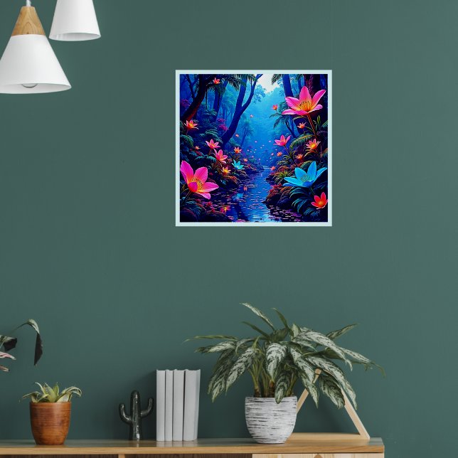 Gflüglerendes Dschungeloasis-Design Poster (Wohnzimmer 1)